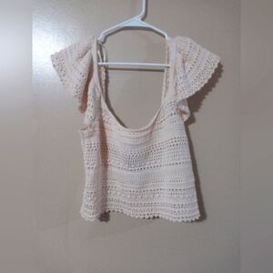 Sincerely Jules White Cropped Ruffled Blouse